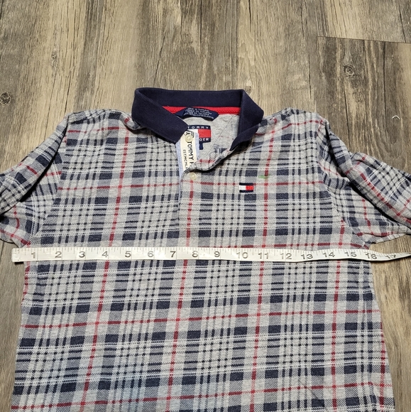 Vintage Tommy Hilfiger Plaid Polo Shirt Long Sleeve Collared Top Boys Size 7 - Picture 6 of 7